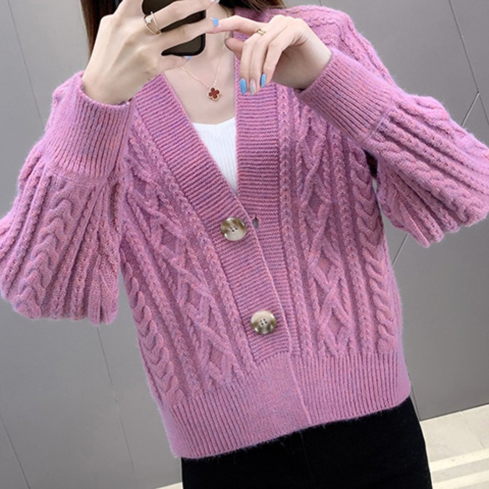 Cable Knit Cropped Cardigan